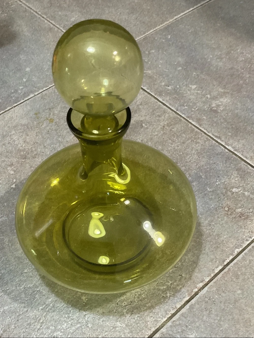 Olive Green Glass Decanter Set - 7-Piece Made in Italy